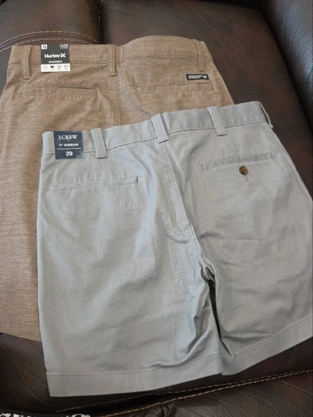 JCrew Gray Chino Pair Hurley Brown Heathered Athletic Shorts - 2-Pack NWT